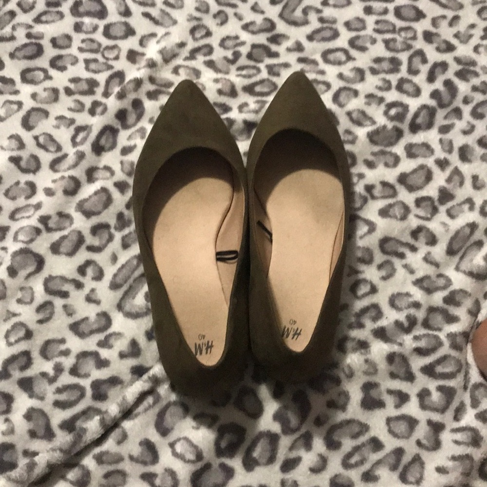 Olive green flats
